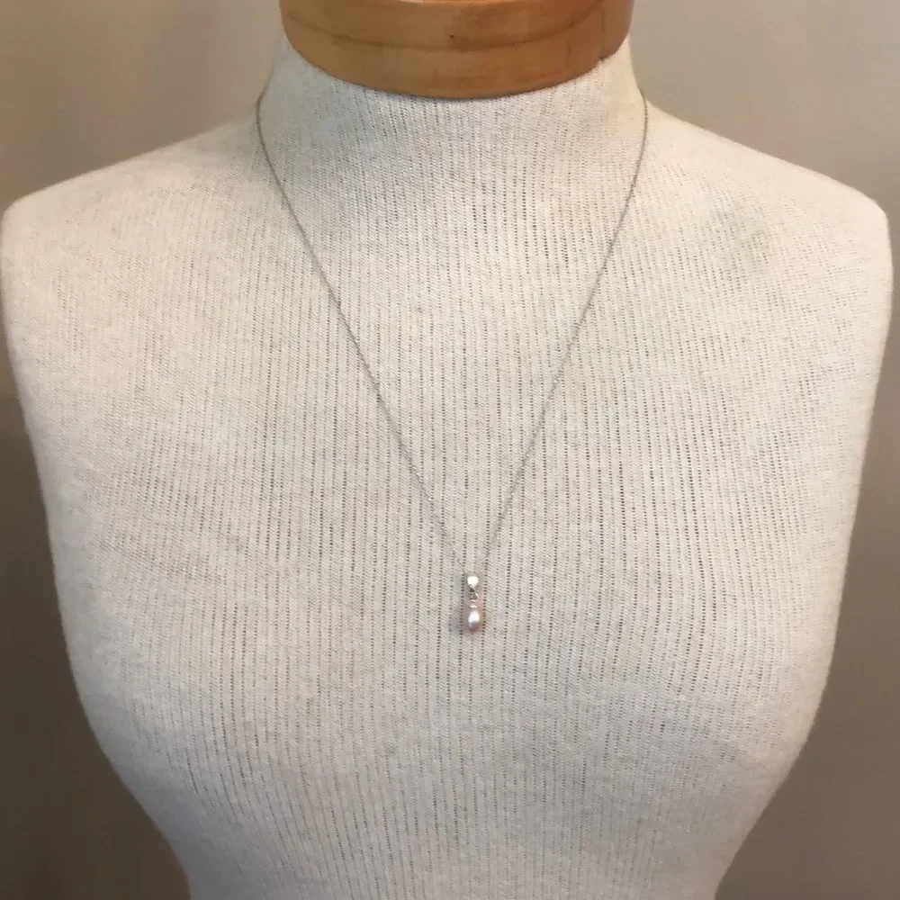 Nataliya V Collister NVC Pink Pearl Drop Sterling Silver Necklace